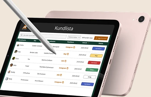 Hund i balans client list on an iPad