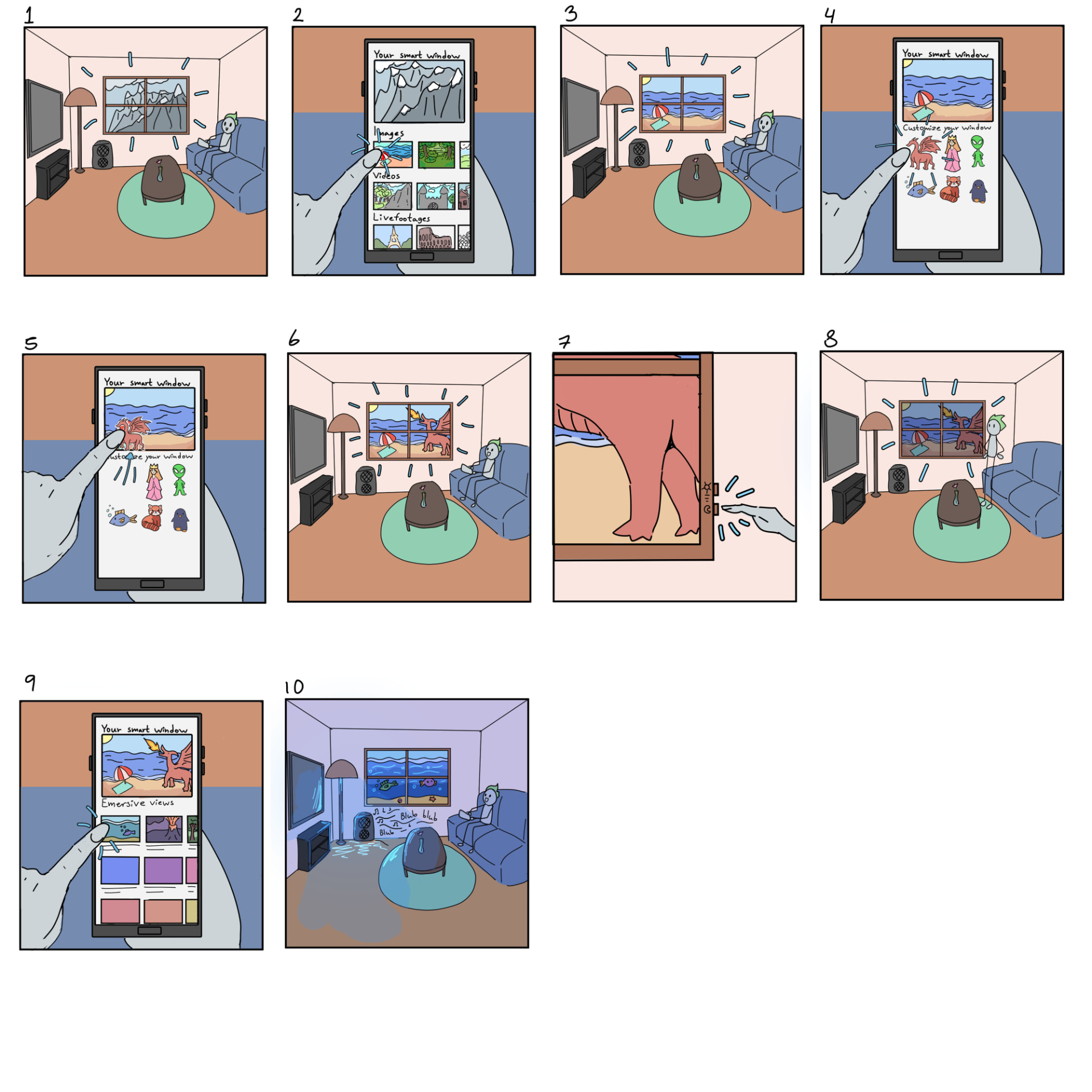 Storyboard for a smart window app concept