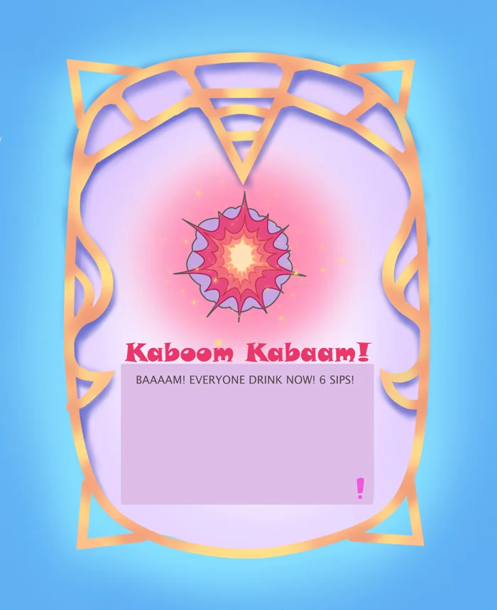 Version 1 card: Kaboom Kabaam! with one line of text
