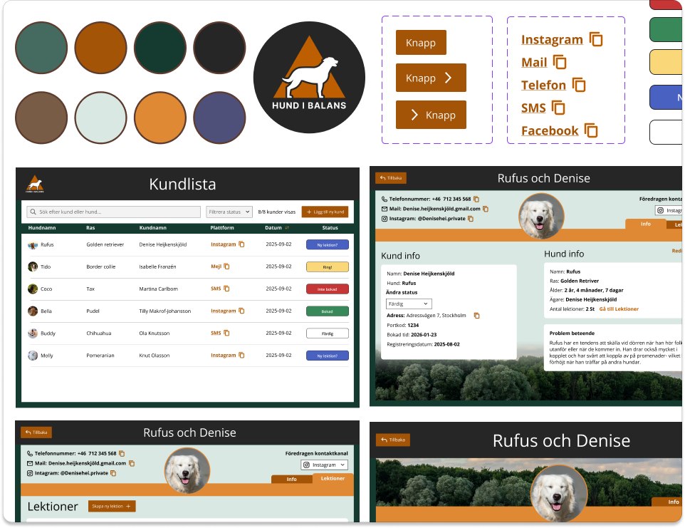 Design system and screens from the high fidelity Figma prototype