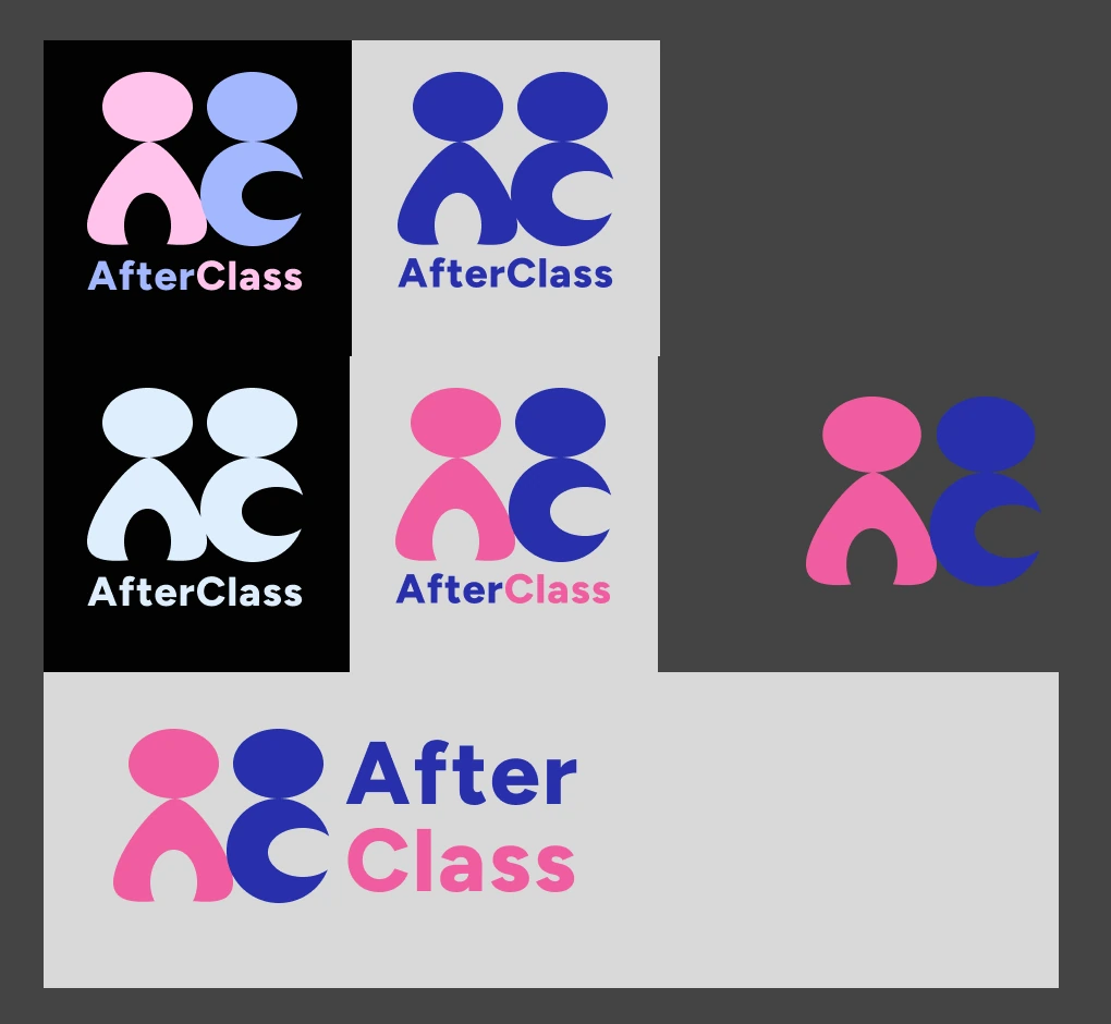 AfterClass logo variations: two figures forming the letters A and C